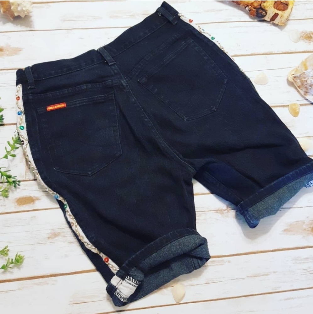 Vintage Sequin Beaded Embroidered 80s Bike Shorts - Picture 3 of 7